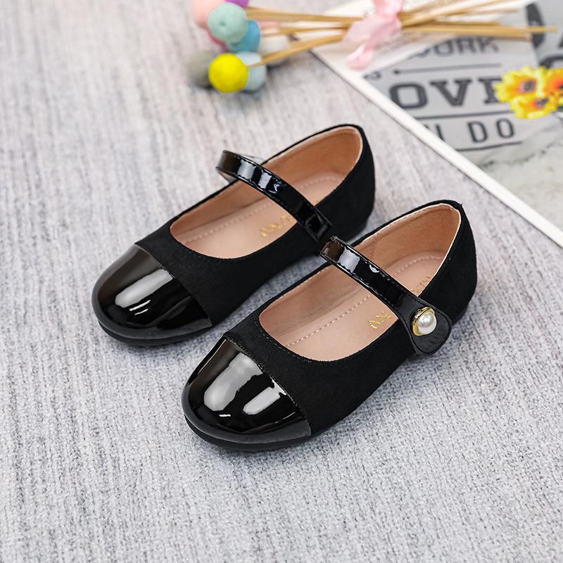 Children Leather Shoes for Girls Kid Loafers Breathable Uniform School All-match Black Soft Performance Dress Shoes Hook & Loop