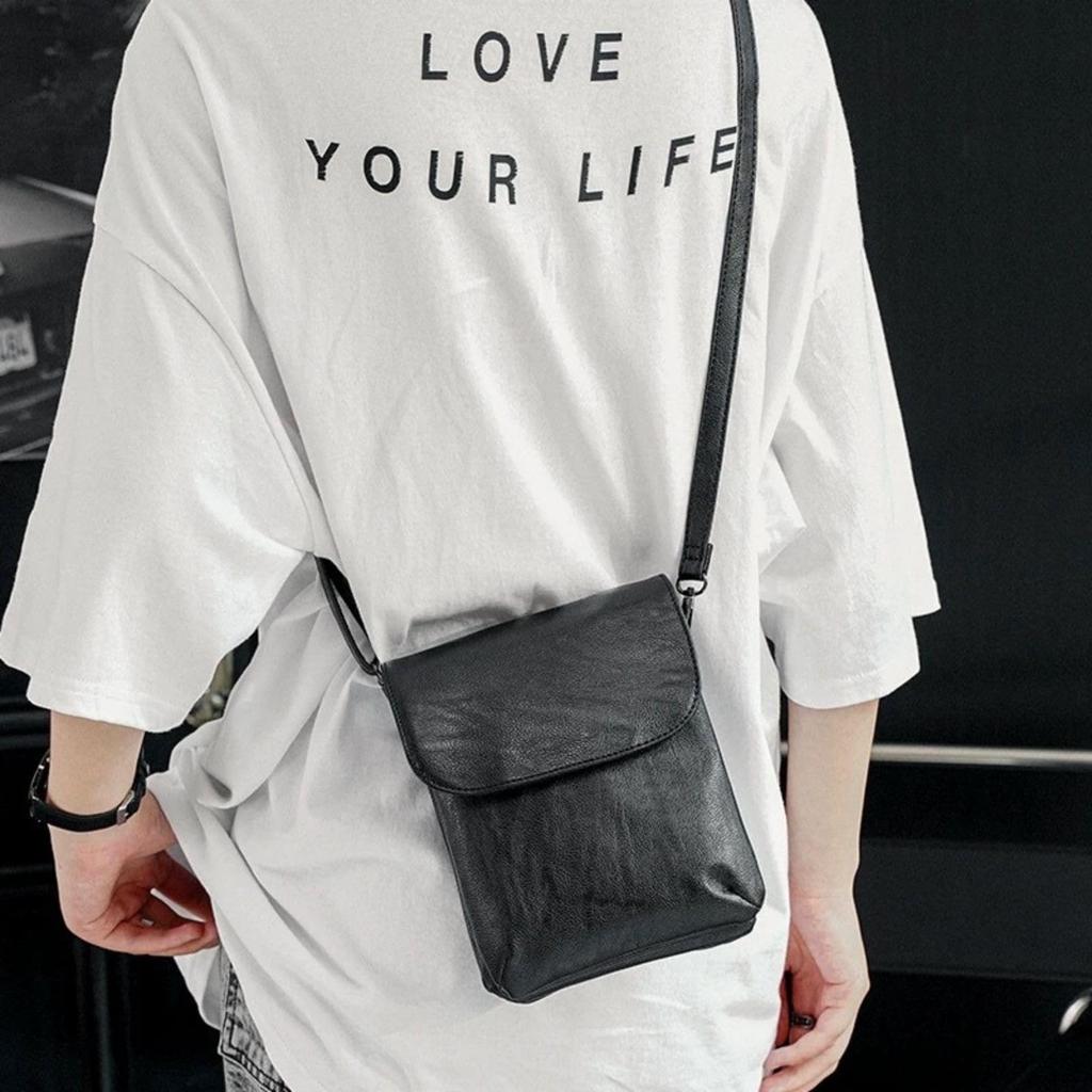 Toritotto Small Mini Sacoche Shoulder with Belt Leather and Synthetic Vertical for Commuting and Black Men's Bag, Crossbody, Lightweight, 2-Way, Loop,