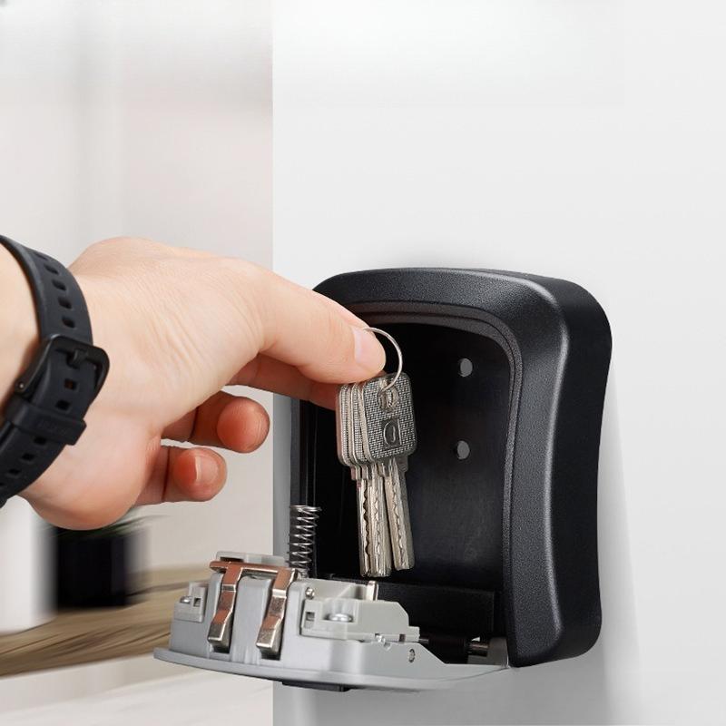 Metal Password Key Box Wall Mounted 4 Digits Password Key Storage Lock Box Durable Waterproof Anti Theft Safe Lock Keybox