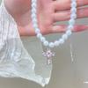 Imitation Pearl Beaded Choker Adjustable Length Neckchain Accessory for Ladies Heart/Crucifix/Cats Pendant Necklace