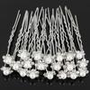 20Pcs Wedding Bridal Faux Pearl Rhinestone Flower Hair Stick Pins Clips Silver Color Jewelry