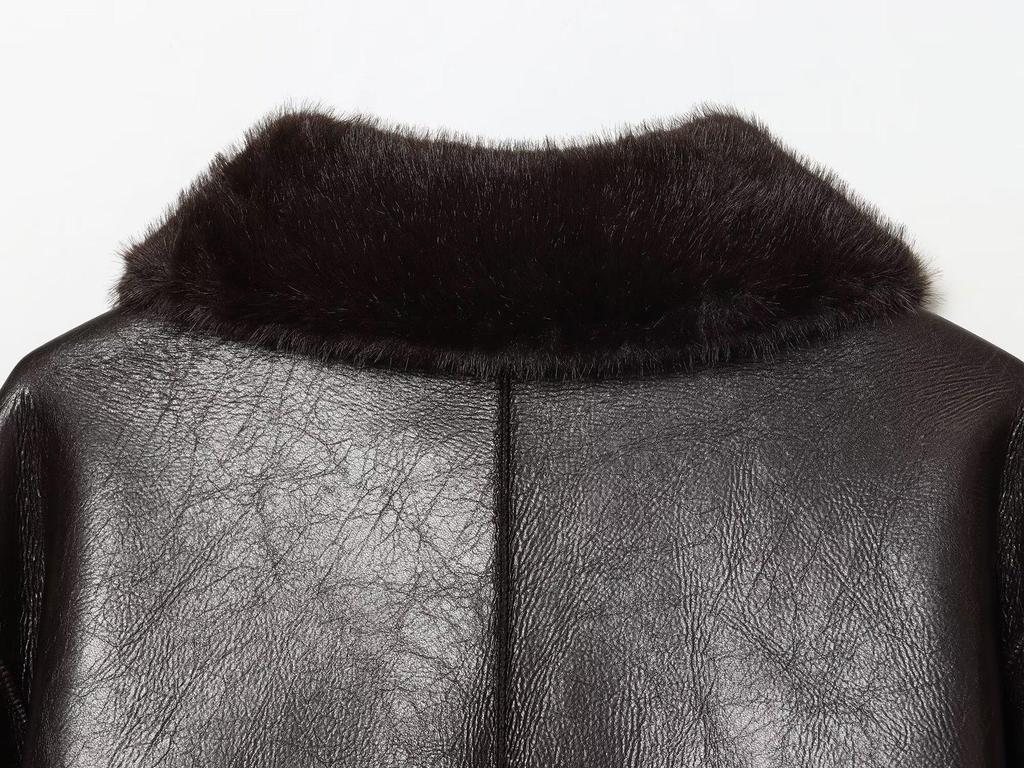 Dual-Sided Faux Leather Reversible Jacket for Women
