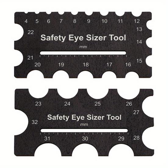

2Pcs/Set Eye Measurement Tool Wooden Safety Eye Size Gauge with Precise Scale 4-32mm Double-Sided Design Eye Ruler 1 Set