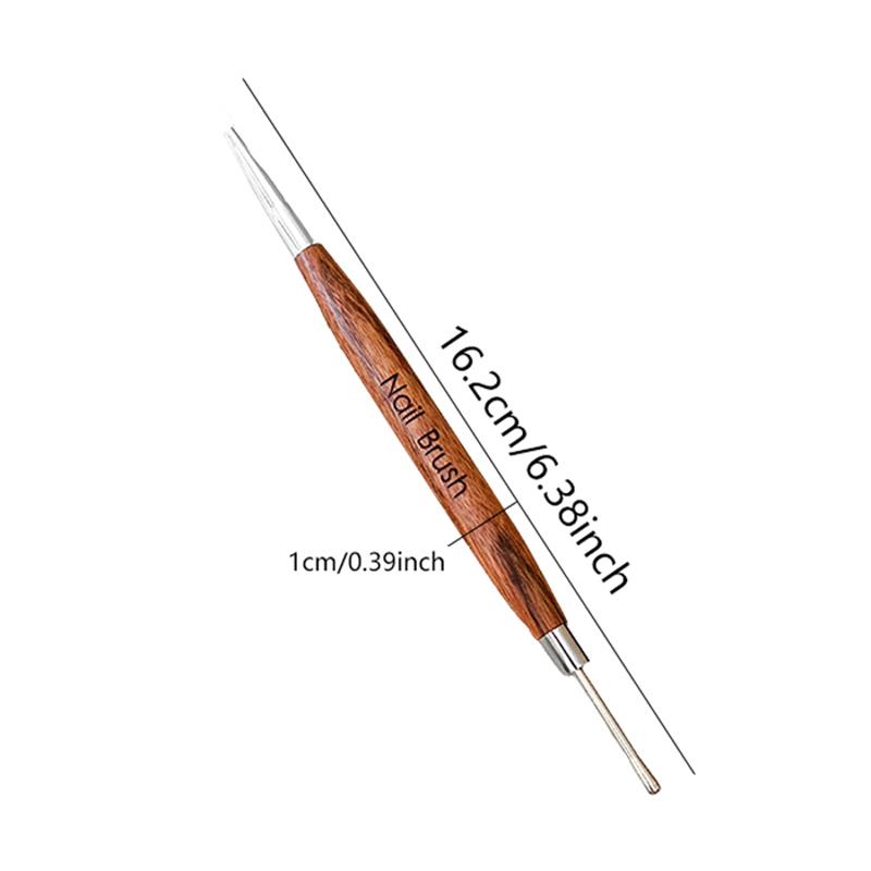 Wood Double Headed Nail Art Brush Carving Flower Painting Pen Diy Manicure Tools Stainless Steel Glue Mixed Pen