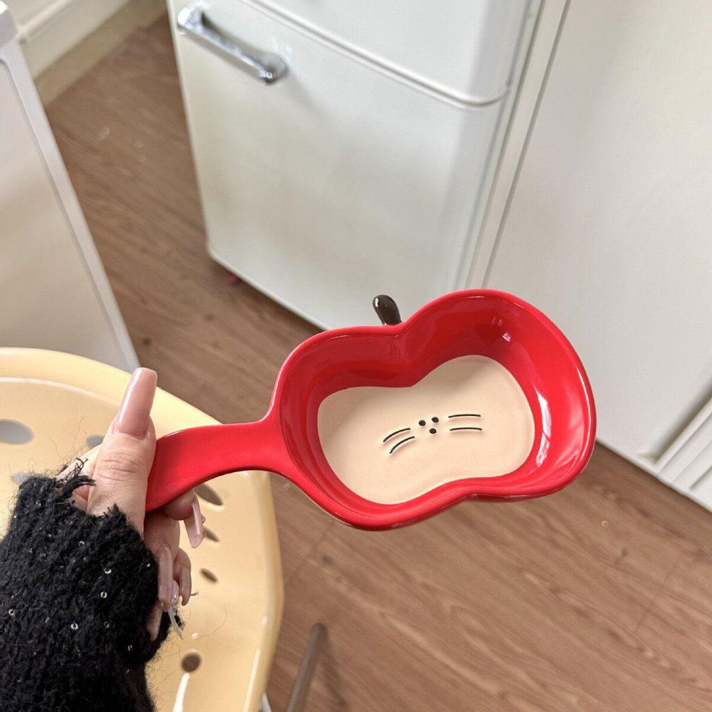 High-Value Cute Cartoon Baking Pan & Ceramic Apple Plate with Handle for Home & Pet Use