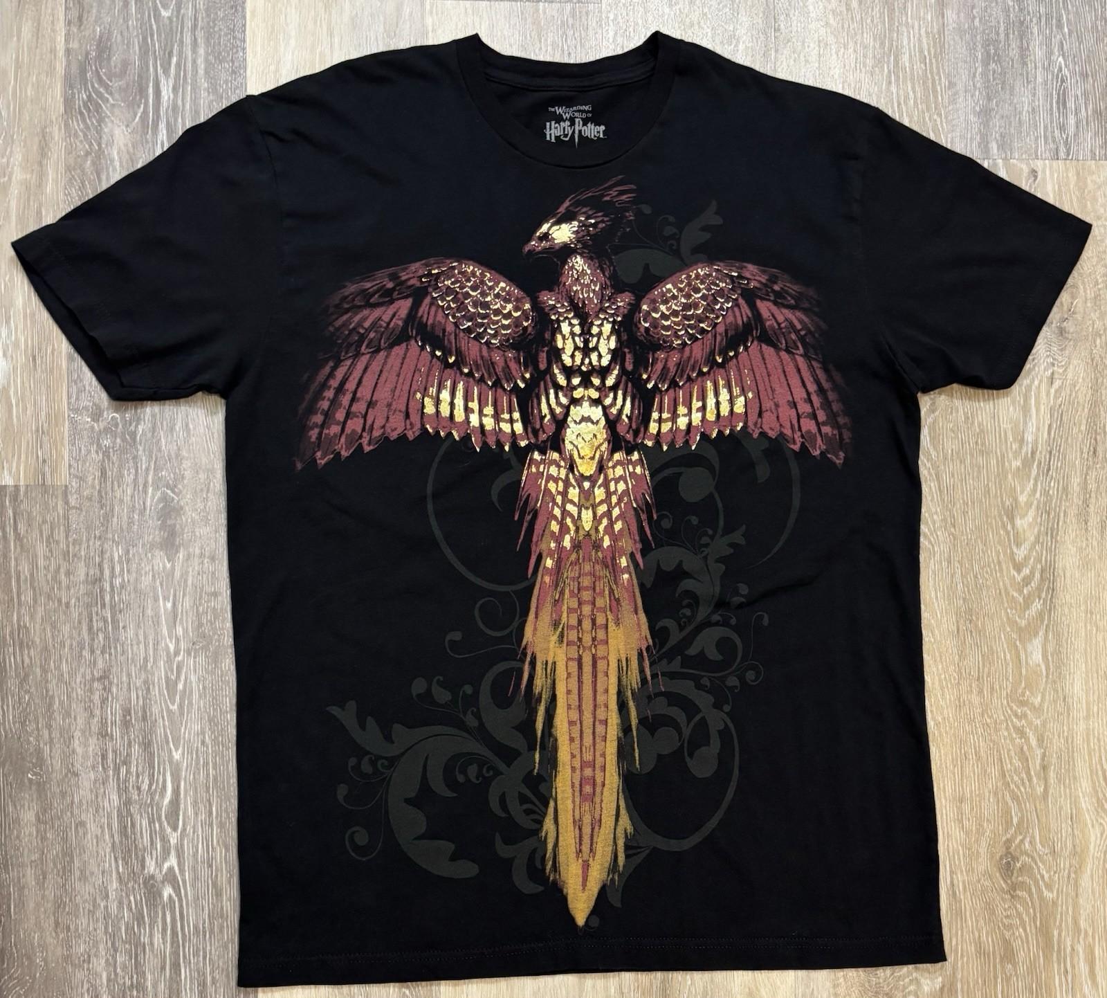 Harry Potter Fawkes Foil Print T-Shirt Size XL Wizarding World Universal Studios Unisex T-Shirt L