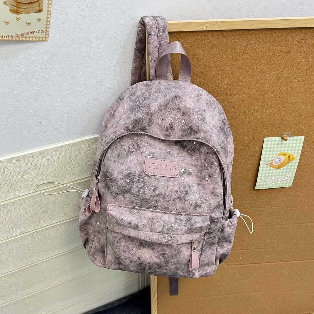Schoolbag simple foreign style tie-dye backpack new trendy and cool texture large capacity computer backpack junior high school student schoolbag