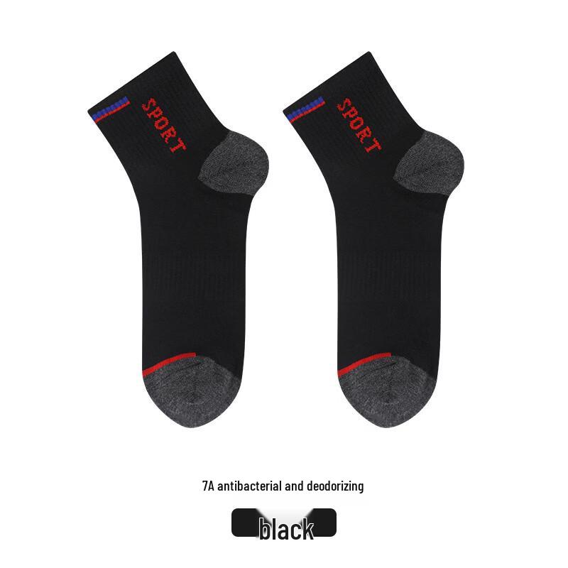 LangSha Men s Anti-Odor Athletic Mid-Calf Cotton Socks (3 Pairs) One Size