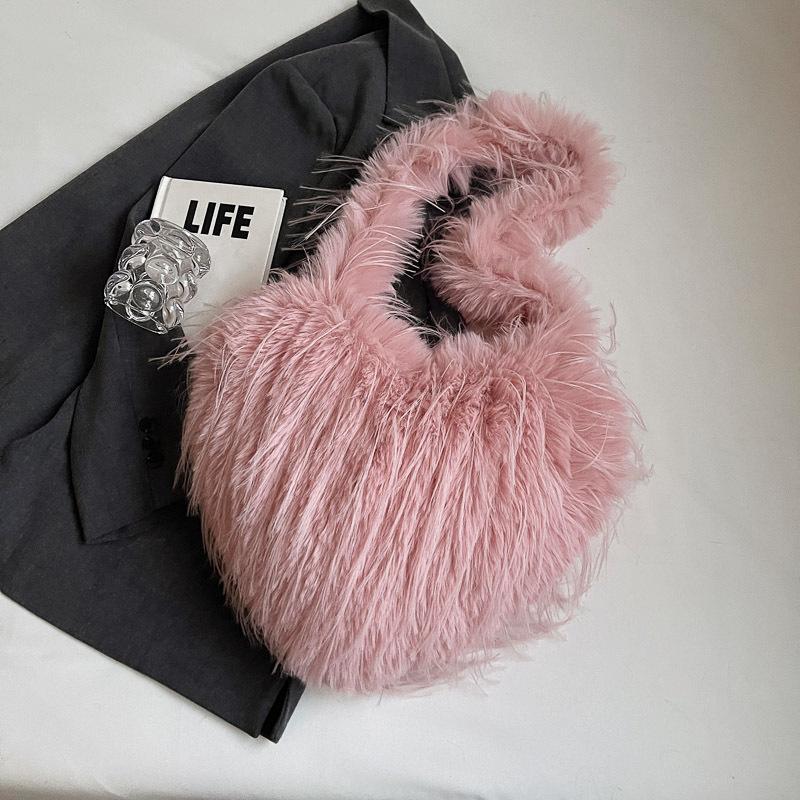 Autumn and Winter New Casual Wool Bag Large Capacity Tote Bag Fashion One Shoulder Armpit Bag Handbag Plush Bag