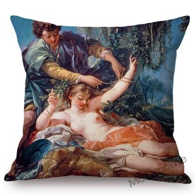 French Royal Painting Francois Boucher Ancient Greek Myth Venus Cupid Angels Floral Retro Decor Throw Pillow Case Cushion Cover