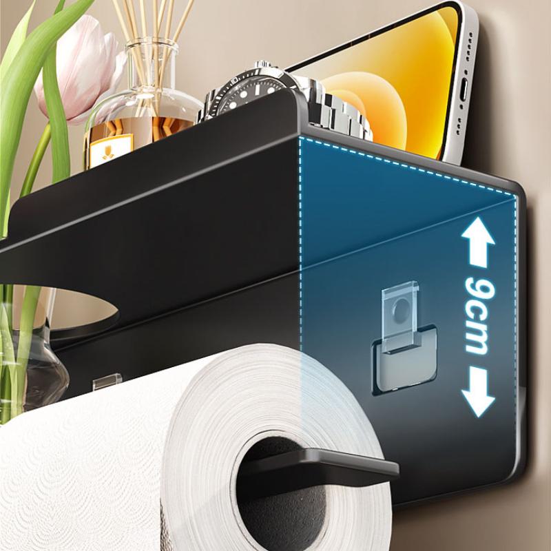 1Pc No-Drill Toilet Paper Holderphone Stand Metal Storage Rack Kitchen Towel Holder Seasoning Bottle Bathroom Wall Roll Paper