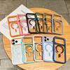 Applicable to iPhone17promax mobile phone case transparent contrasting color magnetic suction three-in-one anti-skid Apple 16 protective case 15