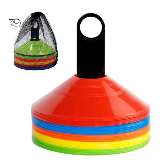 

50 шт. футбольные конусы для ловкости, футбольные тренировочные инструменты с сумкой для переноски, яркие цвета, многоразовые спортивные тренировочные конусы, тренировочное оборудование 1 Set