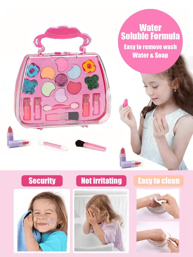 Kids Beauty Makeup Kit for GirlsLittle Handbag Make-up Toys Princess Washable Pretend Play Cosmetic Set Toys birthday gifts