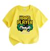 Kids Boys Girls 100% Cotton Crew Neck Short Sleeve T-Shirt, Hard Player Born To Game Print Casual Tees, Soft Breathable Lightweight Tops for Daily Gam