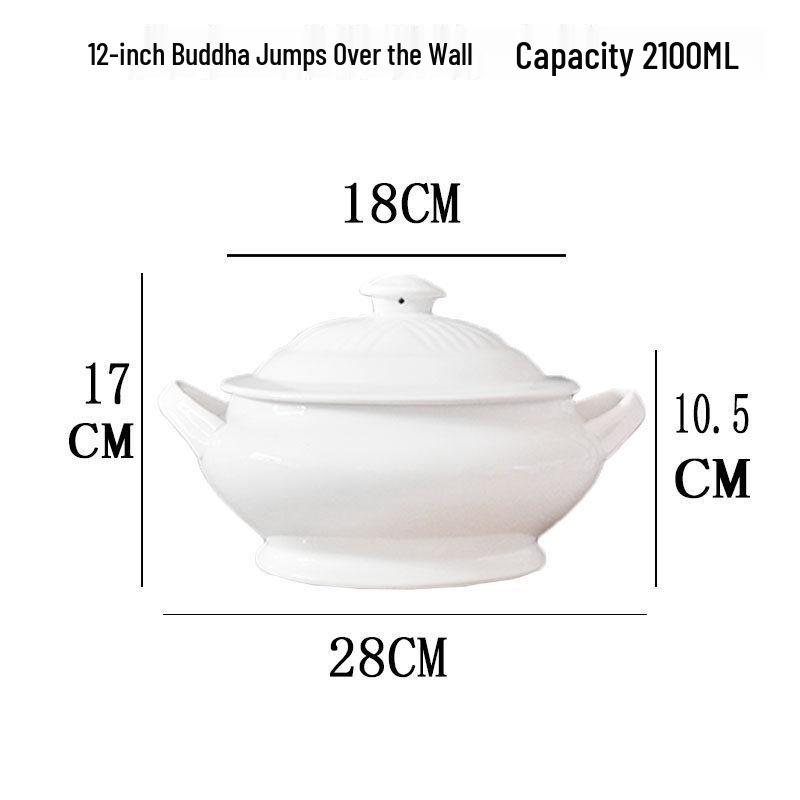 Ceramic Stew Pot with Lid - Extra Large Double-Earred Soup Pot for Birds Nest and Buddha Jumps Over the Wall Soup