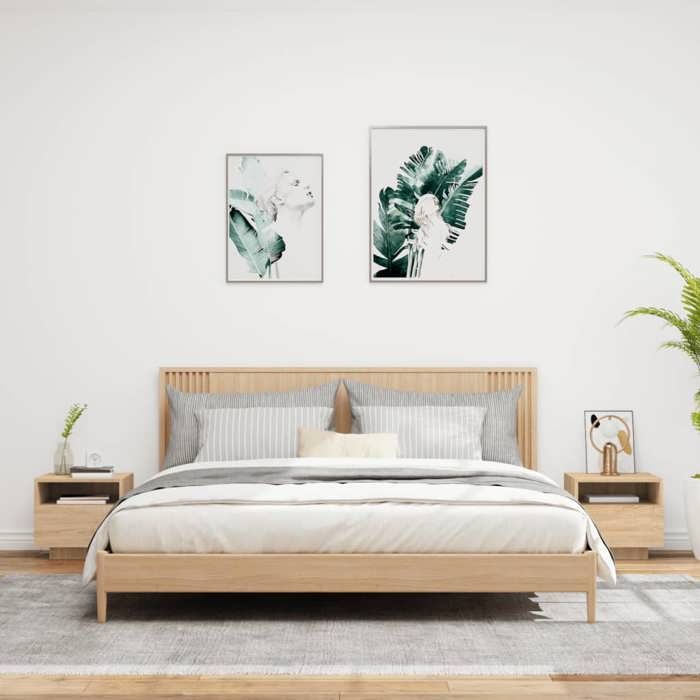 VidaXL Bedside Table with LED Lights, Nightstand with Storage, Night Table, Bedroom Furniture, Modern, Sonoma 836803