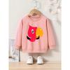 Kids' Cartoon Bird Print Crew Neck Sweatshirt - Regular Fit, Casual Style, Applique Detail