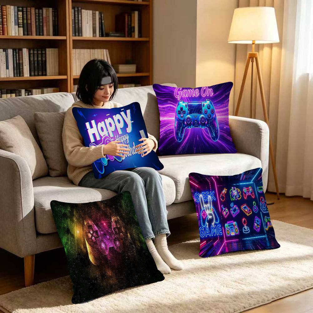 Game On Theme Gamer Pillow Cushion Cover Pillowcase Living Room Sofa Home Decor Customized