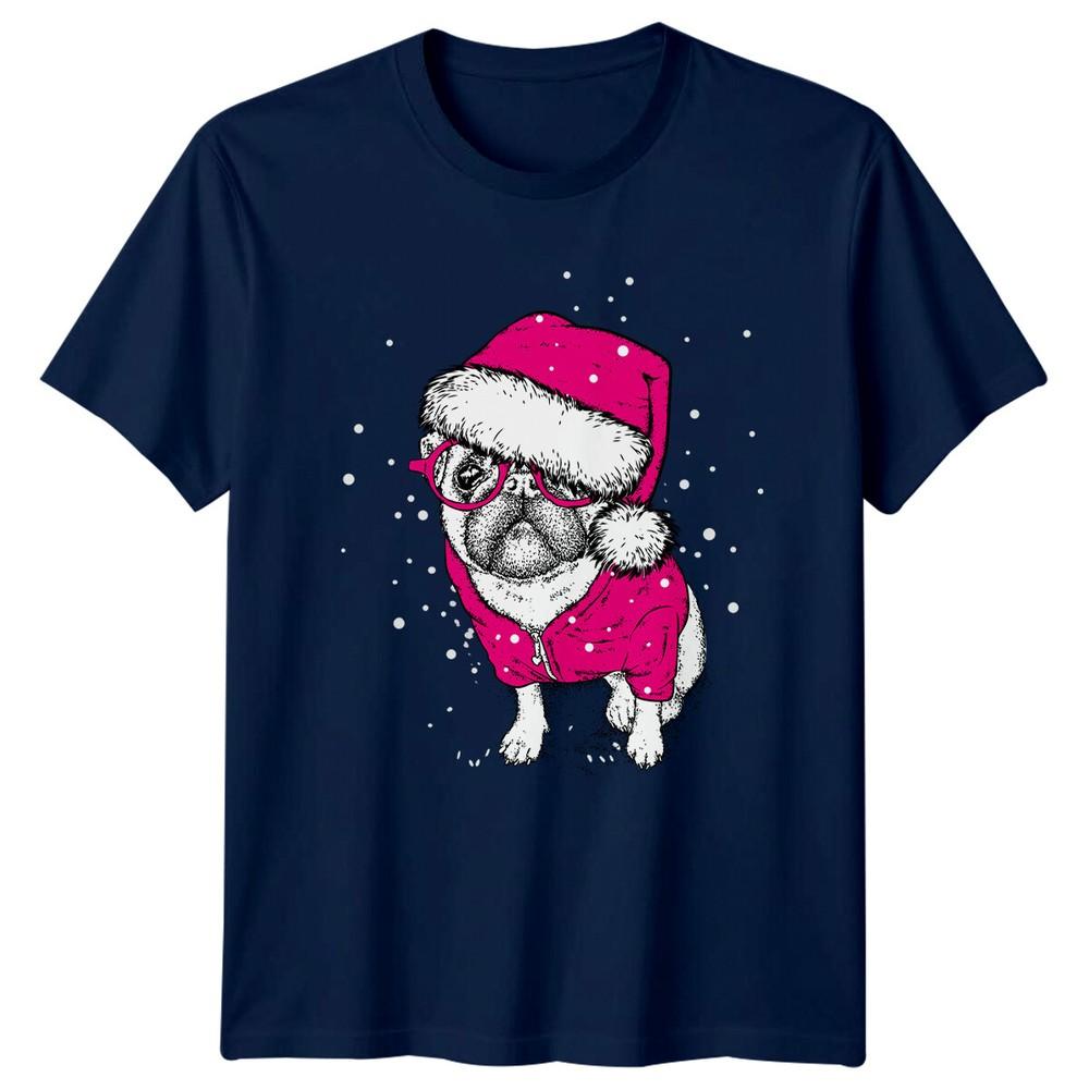 Pug Dog Santa Hat Christmas Pet Unisexs TShirt Unisexs Graphic Tee Holiday