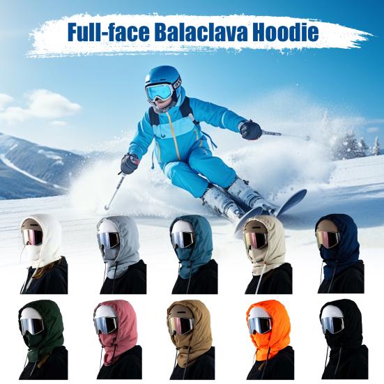 Waterproof Fleece Lined Riding Headgear with Goggles 3-in-1 Full Cover Ski Hood