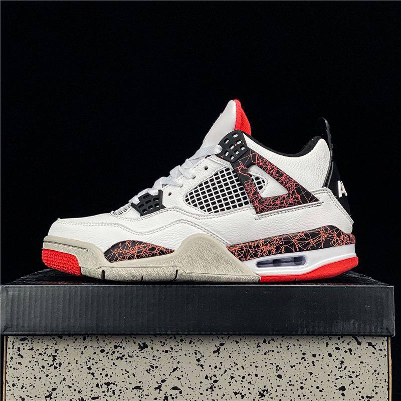 AJ4 Men's & Women's White Cement, Hot Lava, and University Blue Basketball Shoes