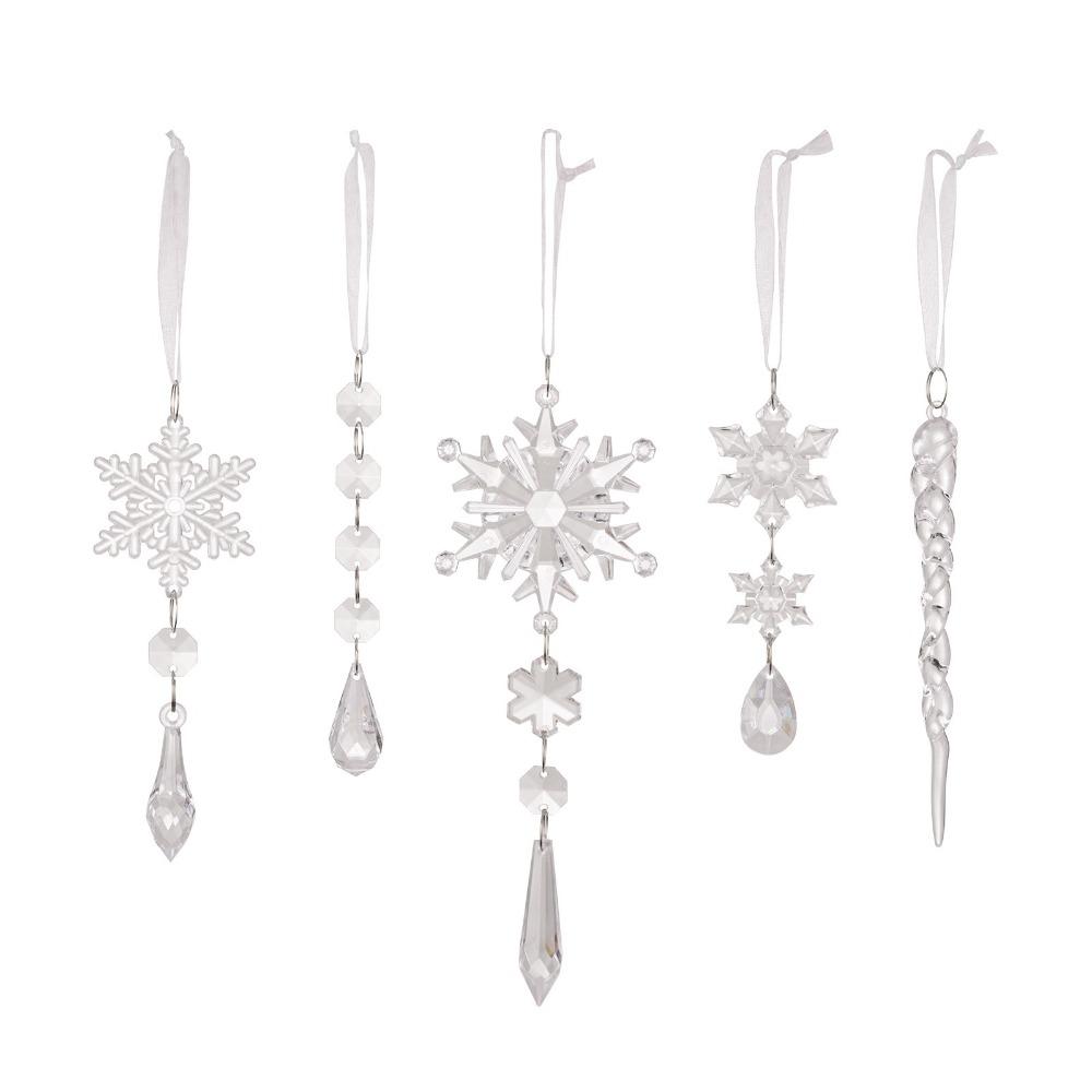 5PCS Acrylic Christmas Gifts Pendant Transparent Ice Cone Christmas Decorations