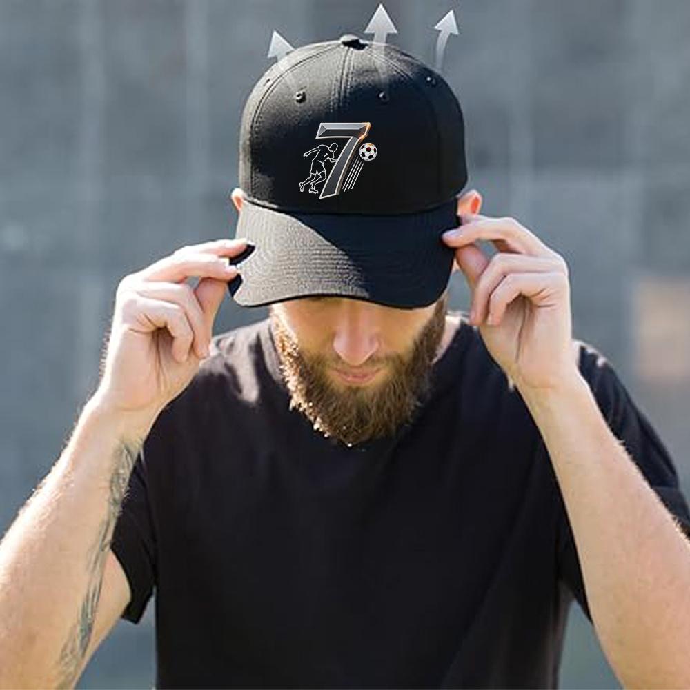 Number 7 Soccer Player Graphic Baseball Cap Polyester Adjustable Sports Hat Casual Outdoor Unisex