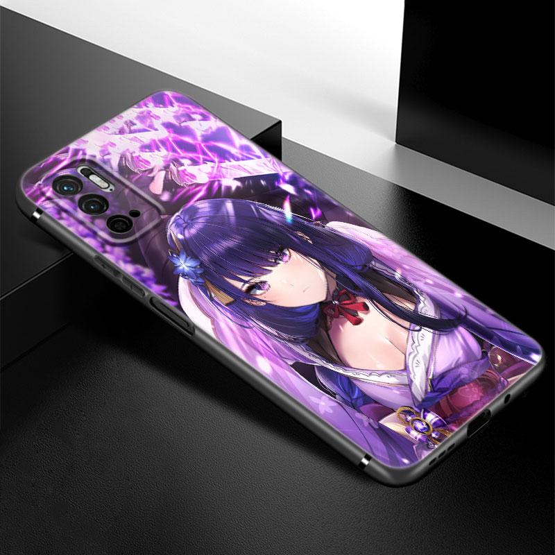Genshin Impact Raiden Shogun Baal Case For Xiaomi Redmi Note 7 8 9 10 Lite 11 11E 11T 12 Pro 11S 4G 10T 5G 8T 9S 10S Black Cover