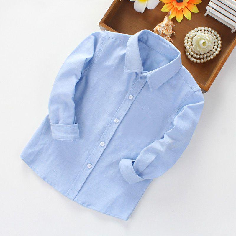 Boys' Blue Knight Long Sleeve Shirt for School Uniform or Performance, White, Spring/Autumn