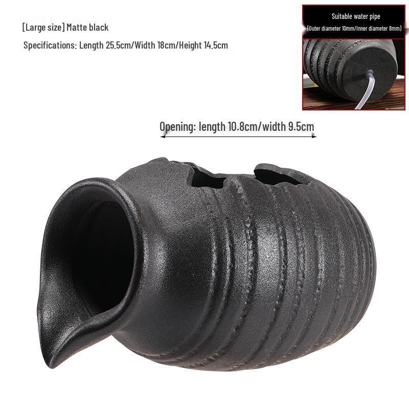 Eco Tank Pottery Jar: Ancient Flow Filtration Ornament for Oxygenating Fish, Courtyard Landscaping, and Fountain Decoration.