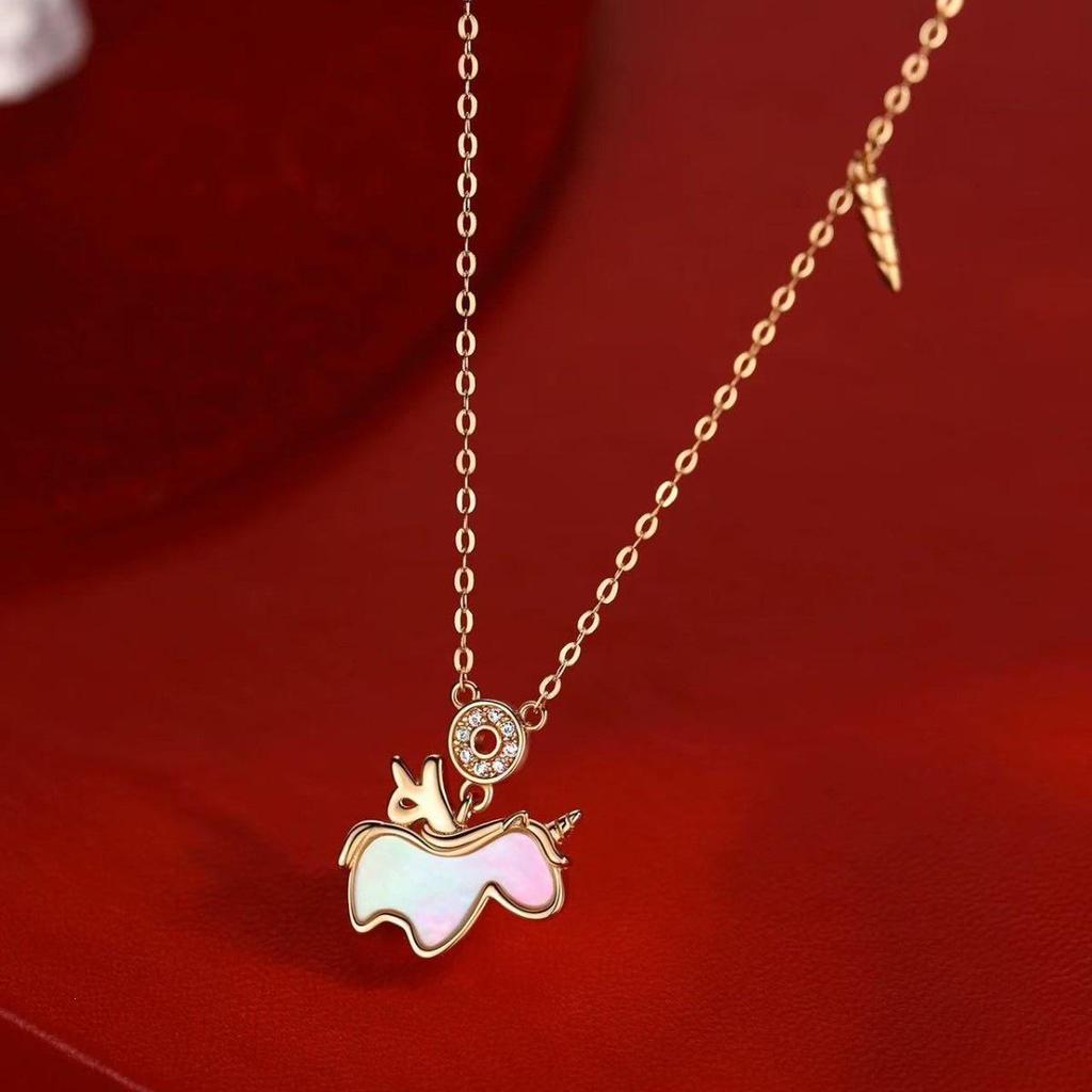 2026 Zodiac Year Horse Unicorn Necklace - 925 Sterling Silver Luxury Collarbone Chain for Women