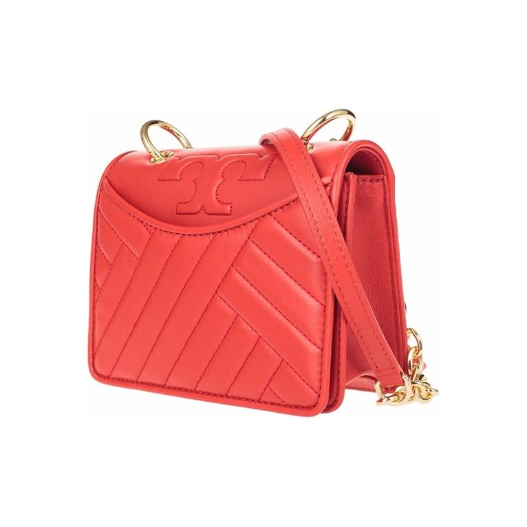 Tory Burch Alexa Chain Solid Color Twill Mini Lambskin Shoulder Bag Women shoulder bag Orange 50646-642