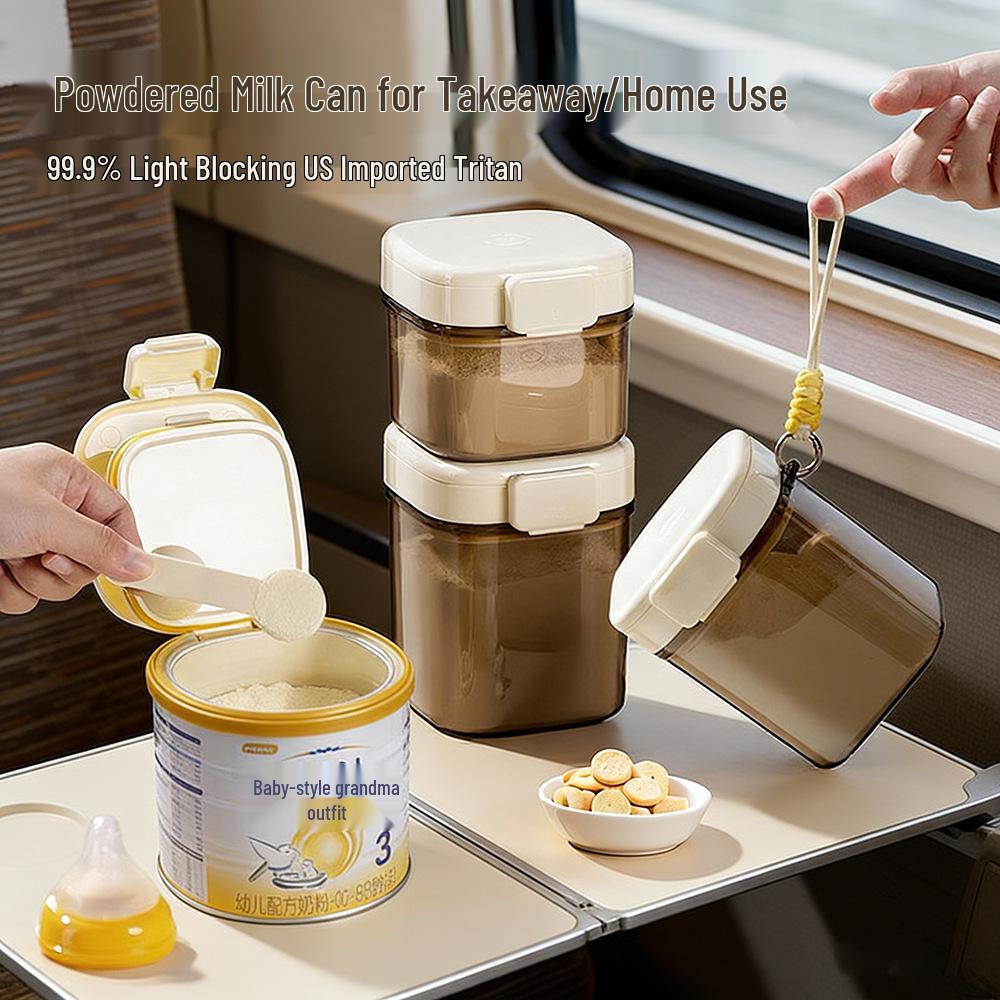 Moisture-Proof Milk Powder Dispenser with Spoon – Strong Seal Outdoor Can for Baby & Toddler Complementary Food
