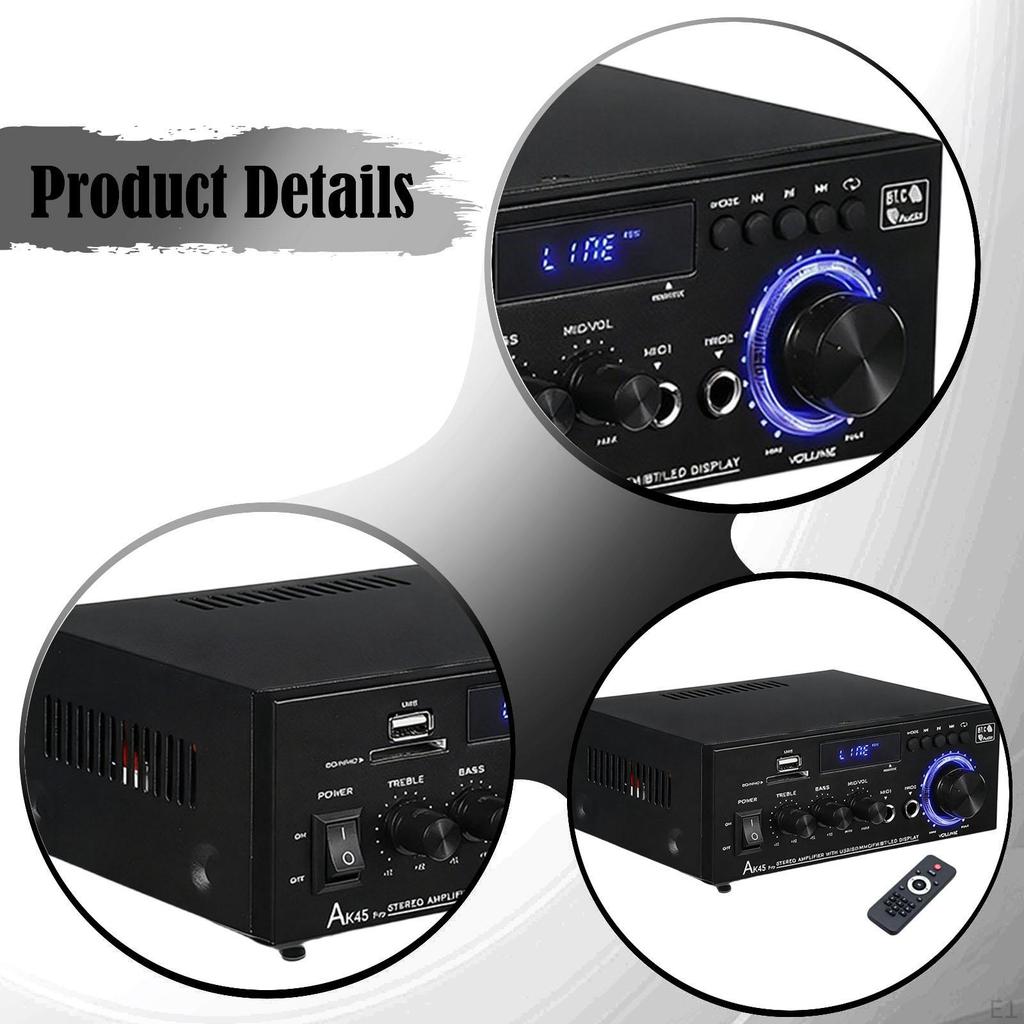 AK45Pro Power Amplifier, with Microphone Stereo Amp Receiver HiFi