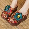 Fashion GKTINOO 2025 Retro Slippers Genuine Leather Shoes Handmade Slides Flip Flop On The Platform Clogs For Women Flower Woman Slipper