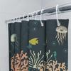 Modern Bath Shower Curtain With Marine Life Printjellyfish, Sea Urchins, Seashells Coral Waterproof Fabric For Home Decor In Nav