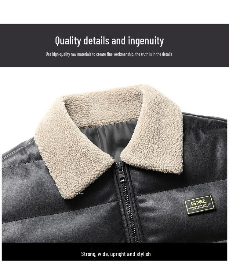 Giacca Invernale da Uomo in Ecopelle PU, Stile Coreano, Capospalla Casual con Bavero, Ispessita Taglie Forti