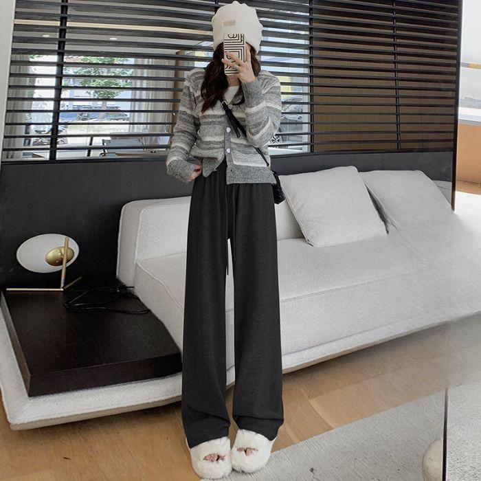 Korean Version of Loose Casual Pants Loose Drape Straight Elastic Waist Loose Long Pants