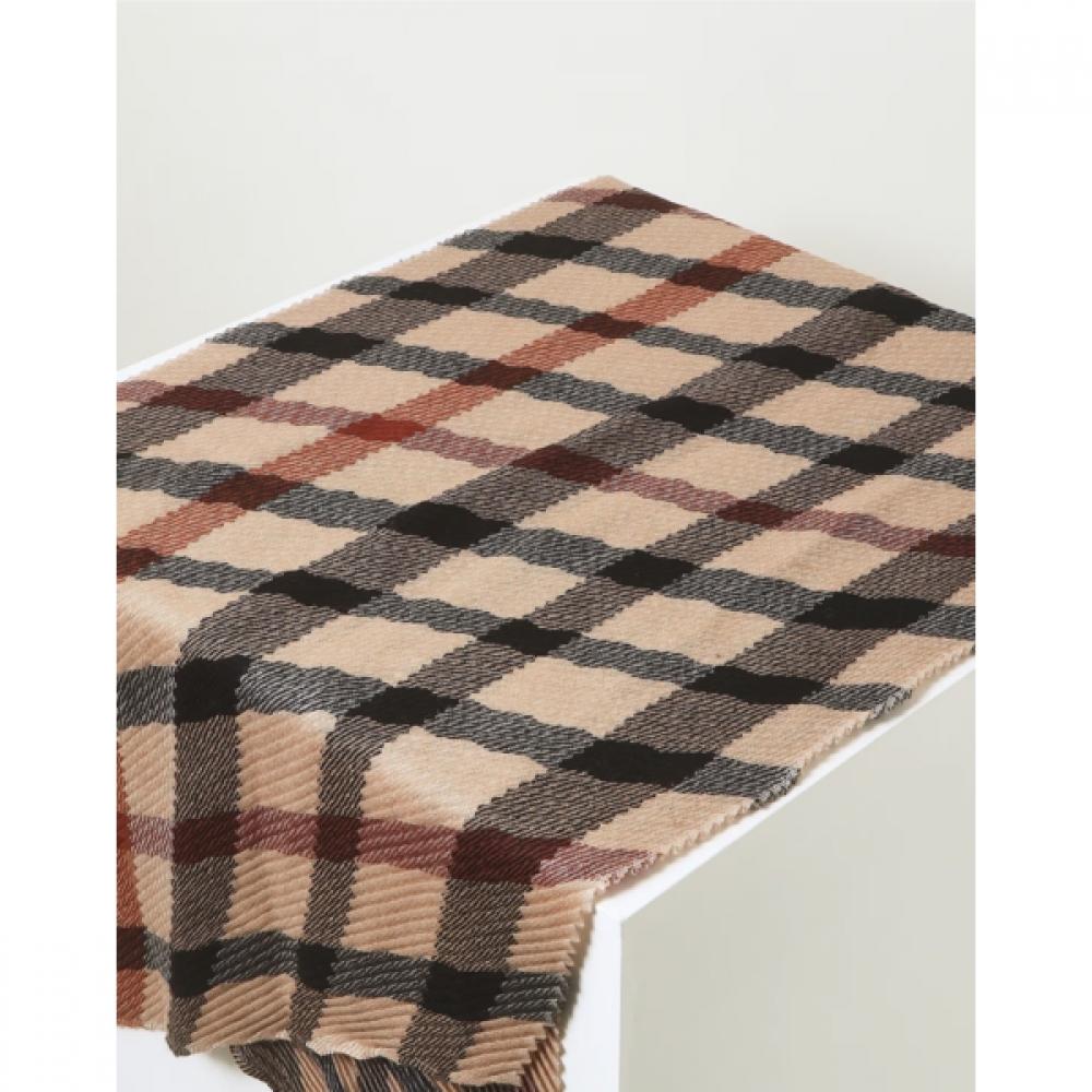 Daks Wool 100 Brown Check Pleated Muffler Dcsc6f581w3