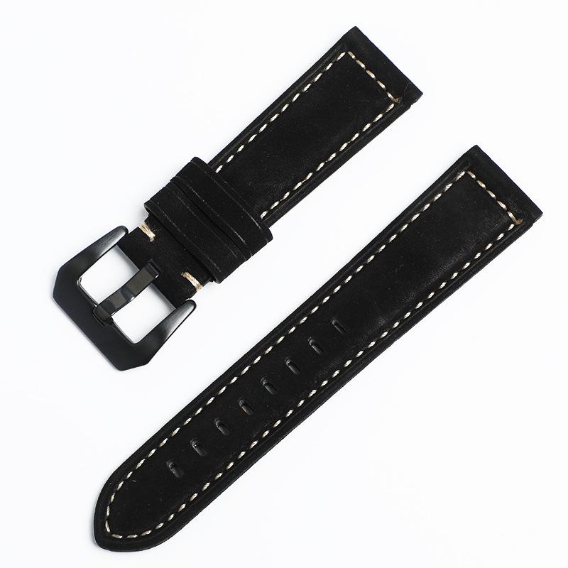 Panerai Mattes Vollnarbiges Rindsleder Vintage Crazy Horse Sport Echtes Leder Uhrenarmband 22/24.