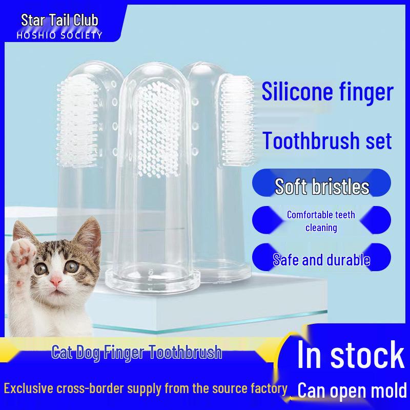 Pet Oral Care Finger Toothbrush with Gum Protection & Fresh Breath Box
