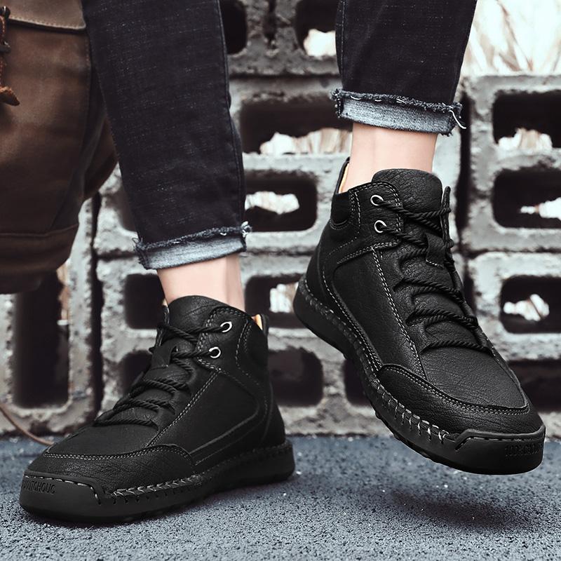 Men's Handmade Retro Leisure Shoes Large Size Casual Shoes Leather Rubber  Handmade Casual Shoes Winter Boots
