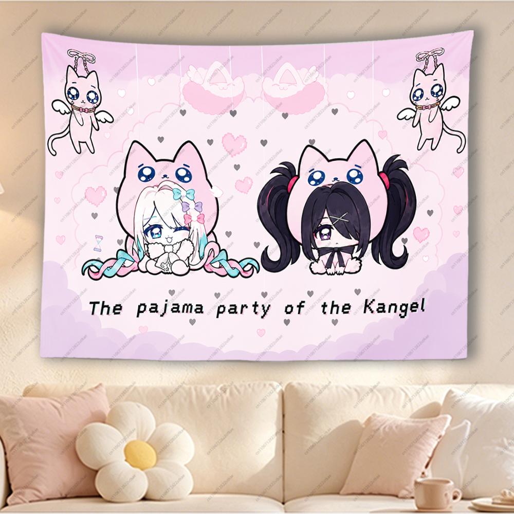 N-Needy S-Streamer Overload KAngel Pajama Party Pink Cat Tapestry Kawaii Wall Hanging