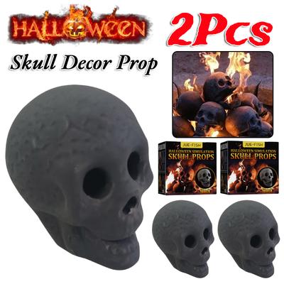 2 Stück Halloween Kamin Skelett Kamin Brennen Skelett Festliche Vorräte Keramik Feuerstelle Schädel Party Ornament Dekor Requisite Geschenk