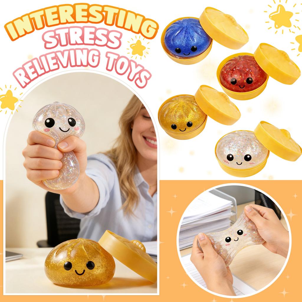 Realistic Giant Steamed Bun, A Toy With A Steamer, A Slow- Dough Ball Designed For Stress Relief.Glitter Dumpling