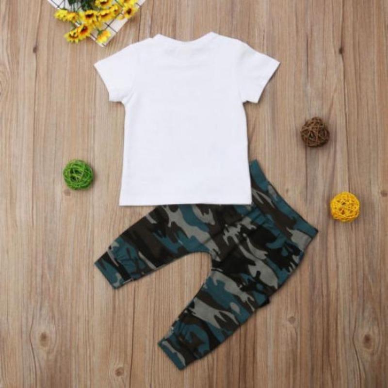Toddler Baby Boys Hip Hop Tops T-shirt Camo Pants Outfits Set Clothes 0-3Yrs