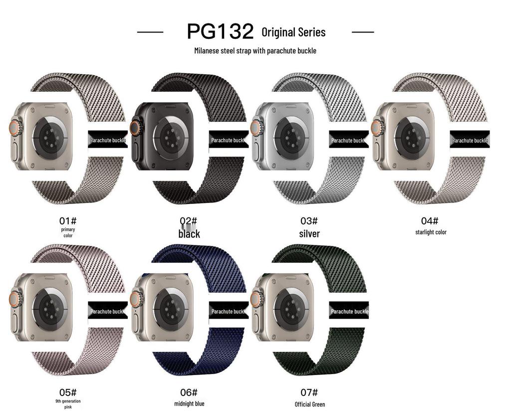 Original Milanese Steel Strap for Apple Watch Ultra2, iWatch10