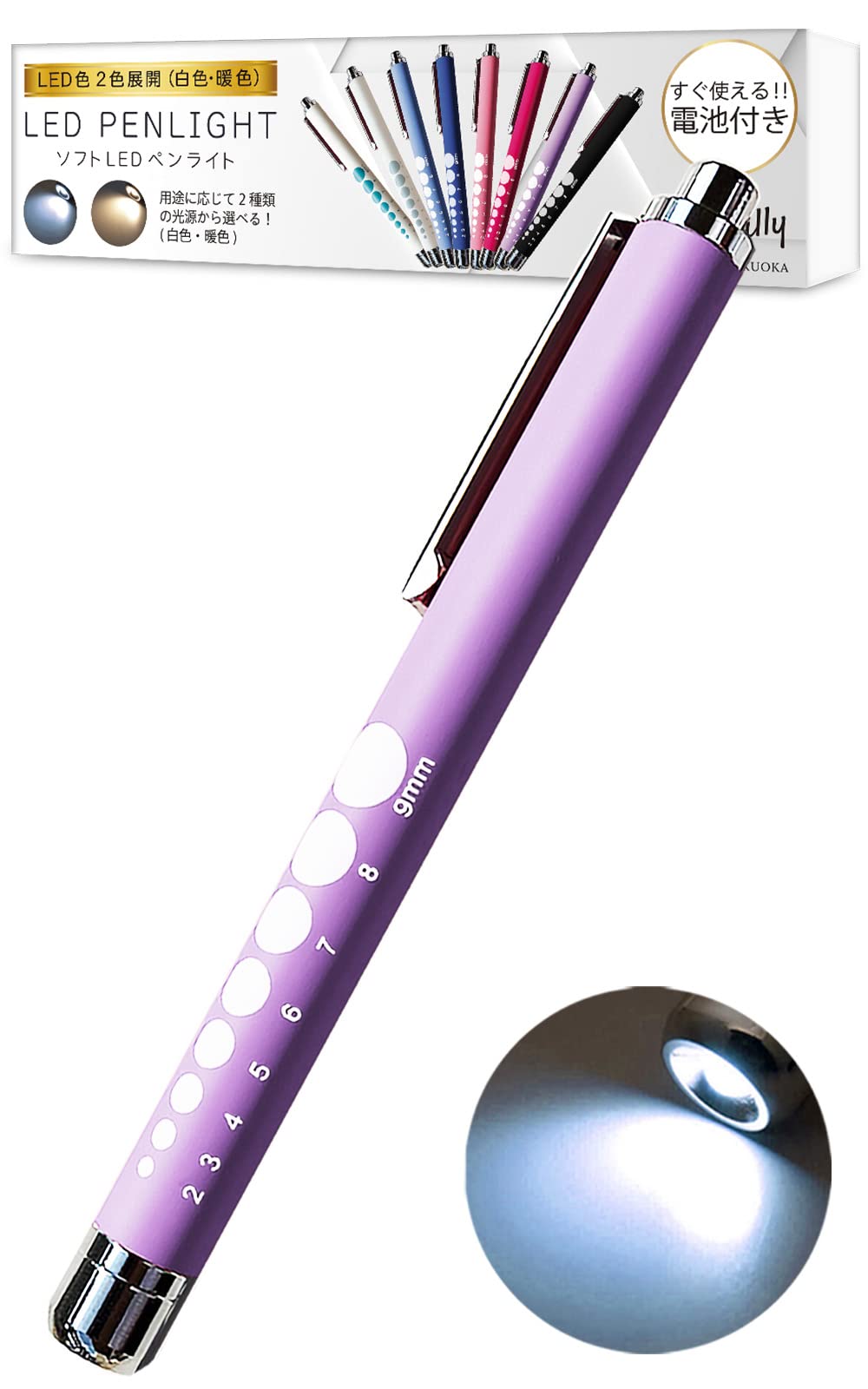 

HIPPO REILLY Penlight Soft LED Light Source White Incandescent Push Button Battery Included Durable Rubber Non-Slip White LED Purple