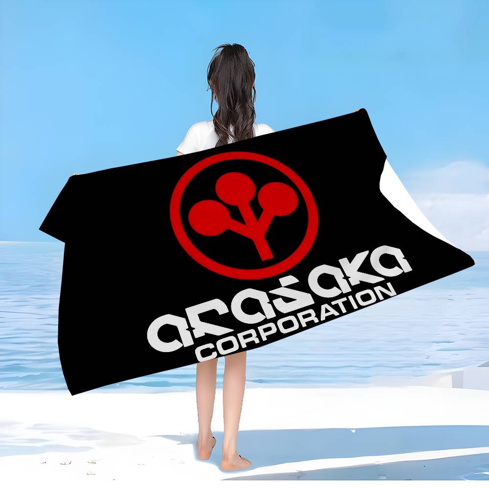 A-Arasaka C-Corporation Logo Microfiber Printed Beach Towel Mountain Climbing Yoga Beach Swimming Running Absorbent Soft Towel